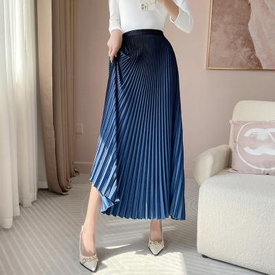 China Wholesale Breathable Hot Fashion Ladies Fashion Elegant Skirt High Waist Casual Style Skirt Women Pleated Long Skirts for sale