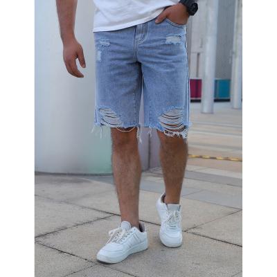 China QUICK DRY Cotton Raw Edge Non-Stretch Low Edge Mens Jeans Shorts for sale