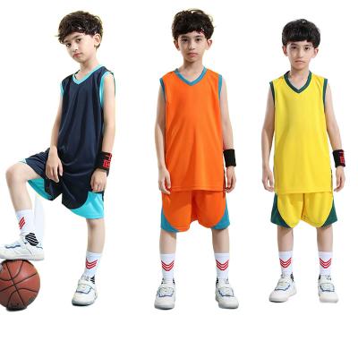 China Custom Antibacterial Boys Basketball Singlet Boy Tank Tops Short Sets Basketball Clothing Uniform Wear for sale