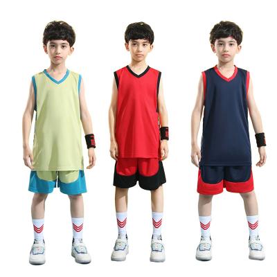 China Custom Antibacterial Basketball Tank Top Kids Tank Tops For Boys Short Basketball Boy Sets Clothing Uniform Wear for sale