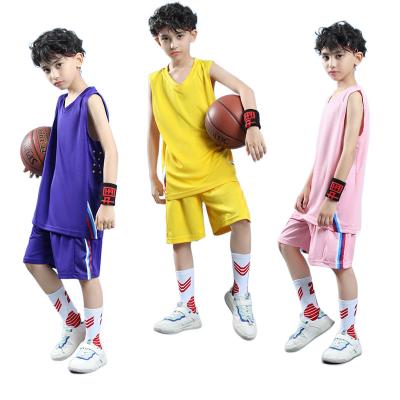 China Kids Basketball Tank Top Boys Tank Top Sets Antibacterial Custom Short Child Basketball Uniform Sports Wear for sale