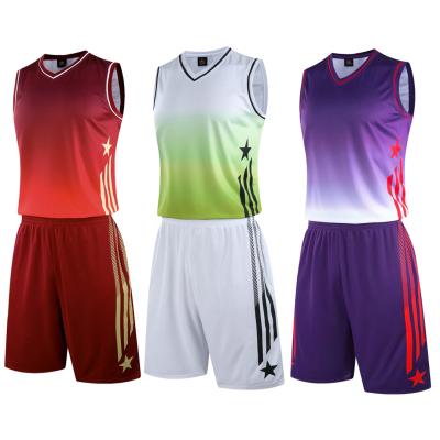 China Breathable Basketball Men's Basketball Tank Top Double Pockets Set College Basketball Team Basketball Antibacterial Custom Side Training Suit for sale