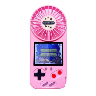 China Fan Cooler and Hot Sales Factory Handheld Mini Cooler 2in1 Game Console Fan Handheld Fan Console Built in 500 Retro Game in One Pocket Game Console Player Fan for sale