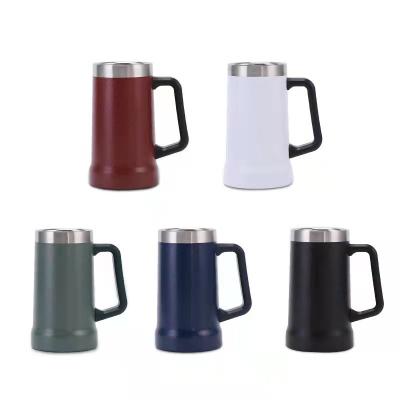 China Custom PORTABLE 24OZ Logo Stay Cool Insulated Stainless Steel Beer Mugs With Handle for sale