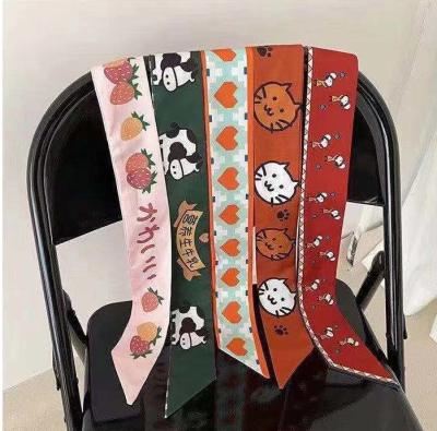 China European American Korean Version of CIHC Scarf Hair Band Bandage Silk Ribbon Lengthened Small Ribbon Handle Small Ribbon Headband Bandage for sale