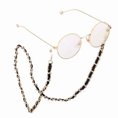 China Fashionable Women Hanging Rope Metal Eyeglasses Chain Black Sunglasses Monocle Strings for sale