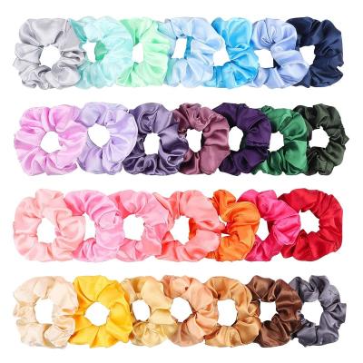 China 28Pcs Fashion Satin Silk Hair Scrunchies Set For Women, Strong Elastic Hair Bobbles For Ponytail Holder, Colorful Hair Accessories Ropes for sale