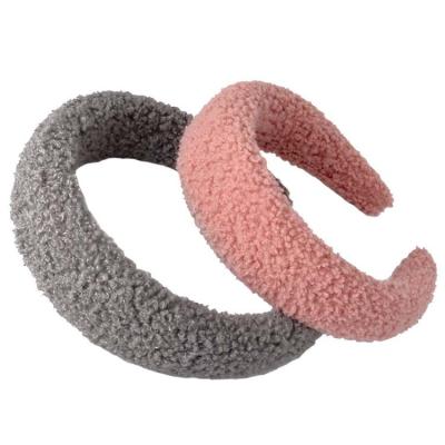 China Fashionable Hot Selling Color Cloth Padded Handmade Silk Felling Headband Hairband For Women And Girls for sale