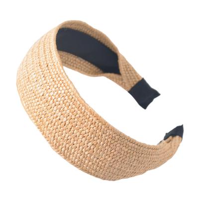 China Fashion New Arrival Women's Hair Band Knotted Raffia Woven Handmade Headband for sale