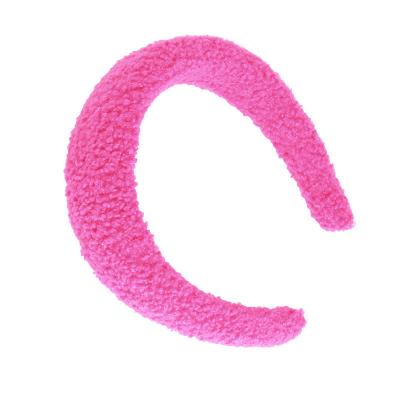 China Fashion Retro Plush Fur Headband Furry Hair Accessories Solid Color Fur Wide Headband for sale