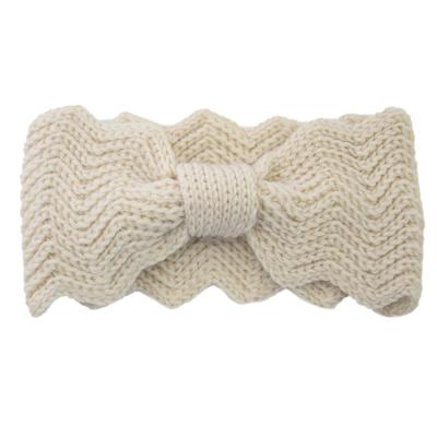 China Fashionable Wholesale Women Fashion Large Knitted Bow Knot Winter Ear Headband Warmer Headband Hair Band for sale