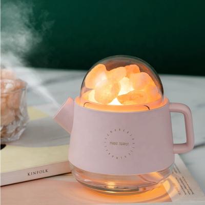 China Humidifier+salt+lamp Portable Himalayan Salt Mist Crystal Car Aromatherapy Led Light Private Label Radio Essential Oil Aroma Diffuser for sale