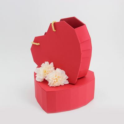 China Handmade Luxury Heart Folding Suitcase Gift Box 2 Tier Custom Gift Box With Handle Happy Birthday Folding Packaging Gift Bags And Boxes for sale