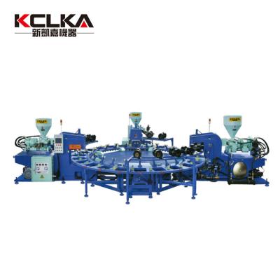 China Three Color Single Automatic Rotary Plastic PVC TPR Shoe Tread Direct Injection Molding Machine Te koop