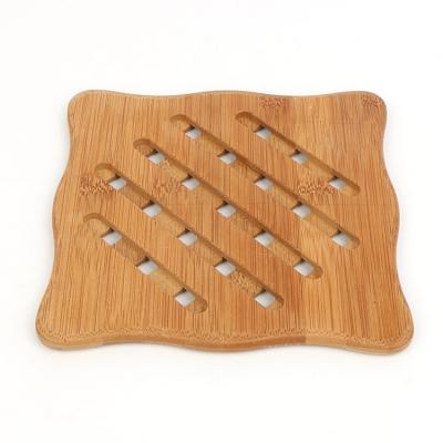 China Viable natural bamboo non-slip place mat thickened pot pad heat dissipation coaster set for sale