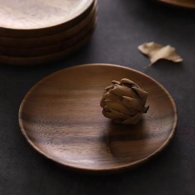 China Amazon Sustainable Wholesale Round Walnut Wooden Dish for sale