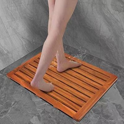 China Teak Stocked Wood Bath Mat, Shower Mat Non Slip for Bathroom, Wooden Floor Mat Square Large for Home or Outdoor Spa for sale