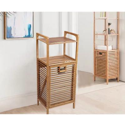 China Sustainable Bamboo Fashion Laundry Basket Dirty Bathroom Storage for sale