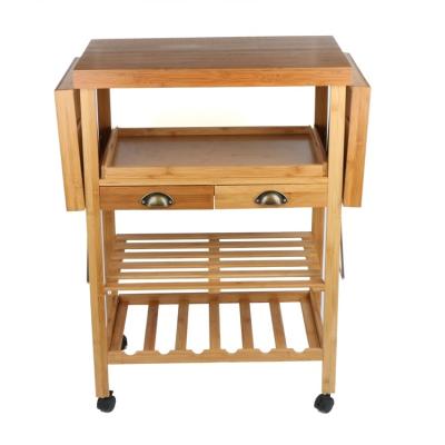 China Food Cart Foundations Rolling Bar Cart Modern Solid Wooden Kitchen Islands and Carts for sale