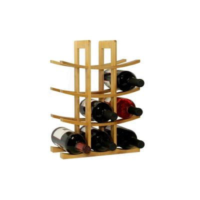 China Best Seller 4 Layer Stackable Natural Bamboo Bottle Wine Display Rack for sale