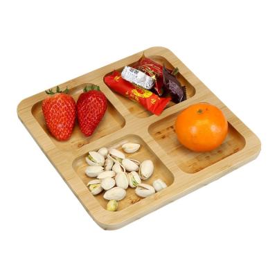 China Eco - Friendly Kitchen Square Wholesale Organic Bamboo With Stand Picnic Tray Serving for sale