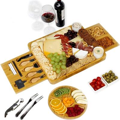 China Sustainable Mothers Day Gift Cheese Platter With Knife Wholesale Bamboo Cheese Board Set for sale