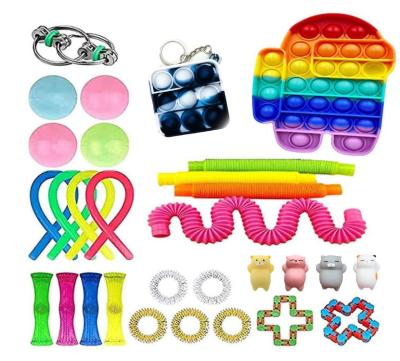 China Relieve Stress Kids Silicone Squeeze Toys Autism Wiggle Adult Push Bubble Sensory Toys Relaxation Wiggle Toy Set for sale