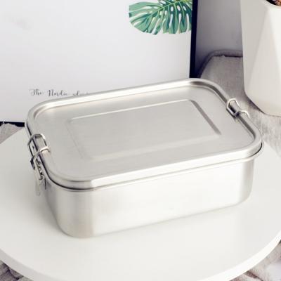 China Freshness Preservation 304 Stainless Steel Bento Lunch Box With Lock Cuts High Quality Leakproof Food Containers Tin Box 49OZ Square for sale