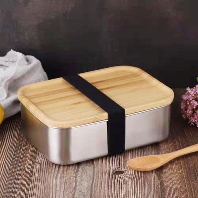 China Leakproof Freshness Preservation 304 Stainless Steel Lunch Box With Lid Bamboo Lunch Box Bamboo for sale