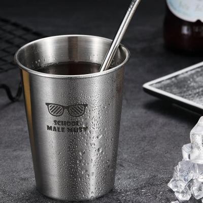 China Custom Unbreakable Mug Viable Single/Double Wall Beer Stainless Steel Wall Water Mug Beverage Drinkware Mug for sale