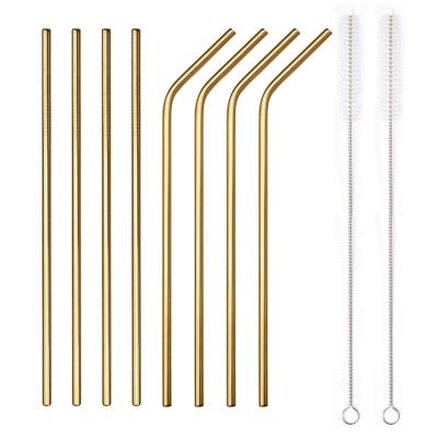 China Sustainable Hot Sale 304 Stainless Steel Rain Bow Colored Metal Straws For Drinking Straw Set for sale