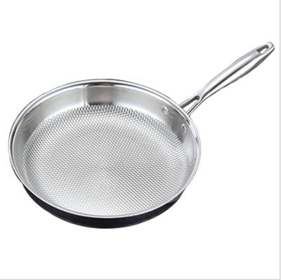 China Triple Stocked Stainless Steel Embossing Saucepan/Fry Pan Bottom Non-Stick Physical Honeycomb Cookware SS304 Cooking German Pans for sale