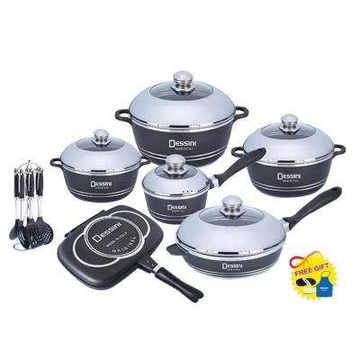 China China Factory 23pcs Sustainable Aluminum Non Stick Kitchen Royal Cookware Hot Pot Set Dessini Induction Decorative Soup Cooking Pot Set for sale