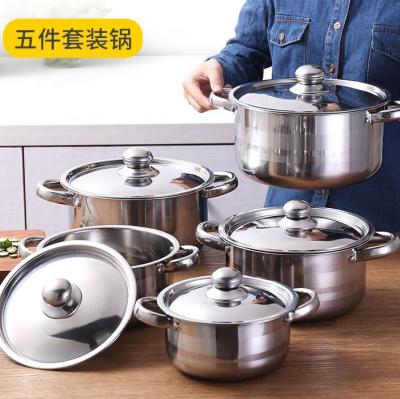 China 10pcs Stainless Steel Sustainable Cookware Sets Royal Cookware Hot Pot Soup Cookware Set Casserole for sale