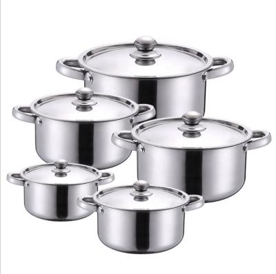 China 10pcs Stainless Steel Cheap Viable Royal Cookware Wholesale Hot Pot Set Soup Induction Cookware Sets for sale