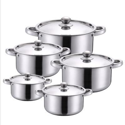 China Wholesale Stainless Steel Cheap Royal Cookware 10pcs Hot Pot Sets Soup Cooking Pot Set Induction for sale