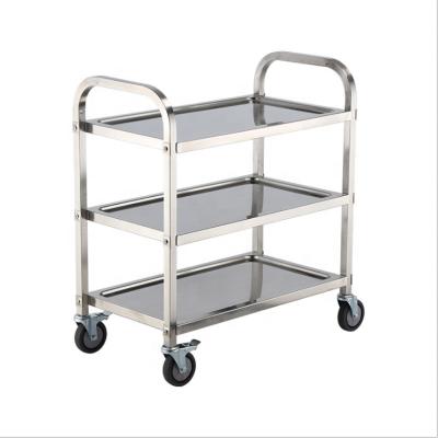 China Middle Tier Durable 3 Layers Vegetable Processing Plant Size Fast Food Cart Trailer Hotel Restaurant Kitchen Stainless Steel Cart Mobile Serving Cart for sale