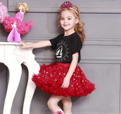 China Chiffon Christmas Red Pettiskirts Anti-wrinkle Pettiskirts Star Fluffy Pettiskirts For Girl for sale