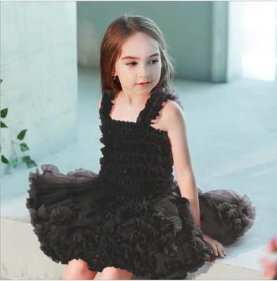 China Fashion Babies Anti-Wrinkle Stock Black Fluffy Tutu Dress Girls Black Birthday Petti Tutu Dress for sale