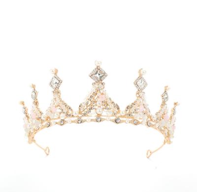 China Eco-Friendly Boutique Girls Wedding Tiara Fashion Girls Golden Princess Tiara for sale