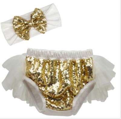 China Newborn Baby Girls Breathable Cute Gold Bloomers Glitter Glitter Gloden Shorts for sale