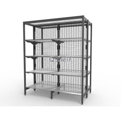 China Australia Style Strong Double Sided Metal Powder Coated Mesh Back Panel Supermarket Shelf Wire Shelf for sale