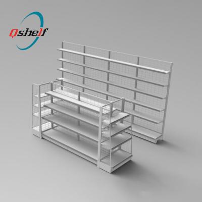 China Metal Double Sided Wire Mesh Shelf/Supermarket Gondola Shelving/End Shelf for sale