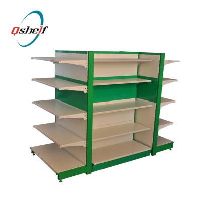 China Double Sided Hot Selling Fair Trade Trade Show Display Stand With Wooden Shelves for sale