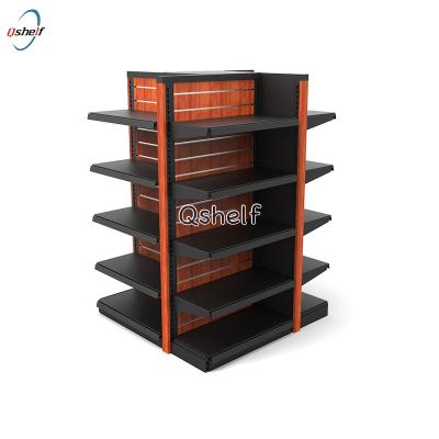 China Double Sided Slatwall Gondola Supermarket Shelf For Retail for sale