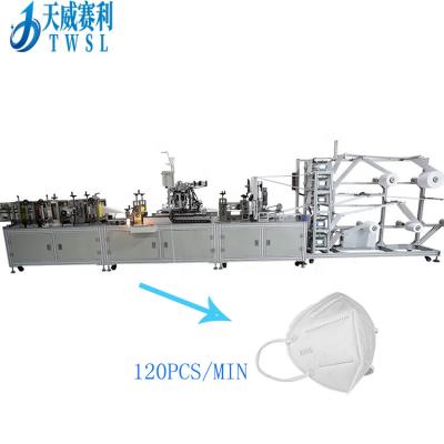 China 24 hour full automatic production high precision without deviation twsl factory direct sale high speed full automatic face mask AUTO Italy 120pcs/min UK FFP3/FFP2 N95 making machine for sale