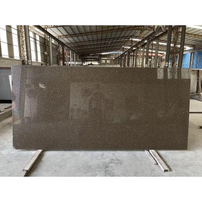 China Easy To Install And Maintain Dark Brown Quartz Is Used For Kitchen Countertops And Vanity Tops for sale