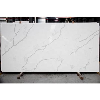 China Easy to install and maintain artificial stone factory white calacatta quartz tile engineered stone quartz slab countertop floor tiles for sale