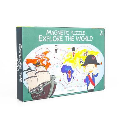 China DIY TOY Low Moq Magnetic Folding Wild Animals World Map Puzzle Book Children for sale