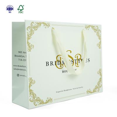 China Recyclable Luxury Foldable Flower Jewelery Gift Shopping Paper Bag With Ribbon for sale